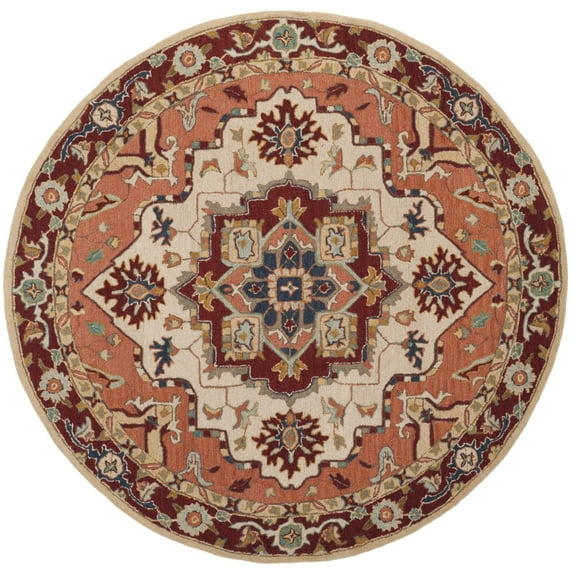 Chelsea HK709 Hand Hooked Area Rug - Red/Ivory - 8' round - Safavieh.