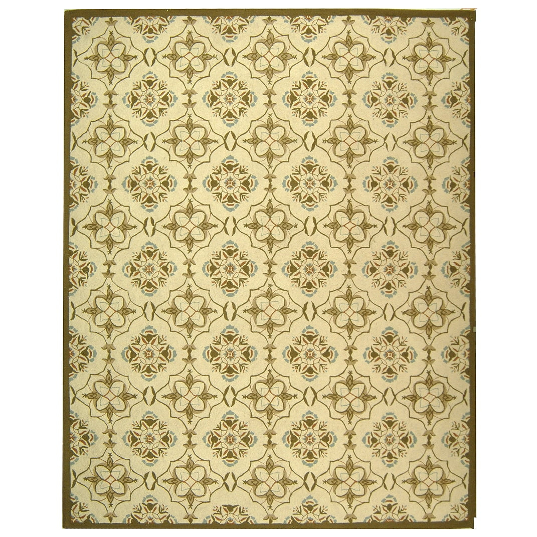 SAFAVIEH Chelsea Jamison Bordered Area Rug, Ivory/Green, 8' x 8' Round