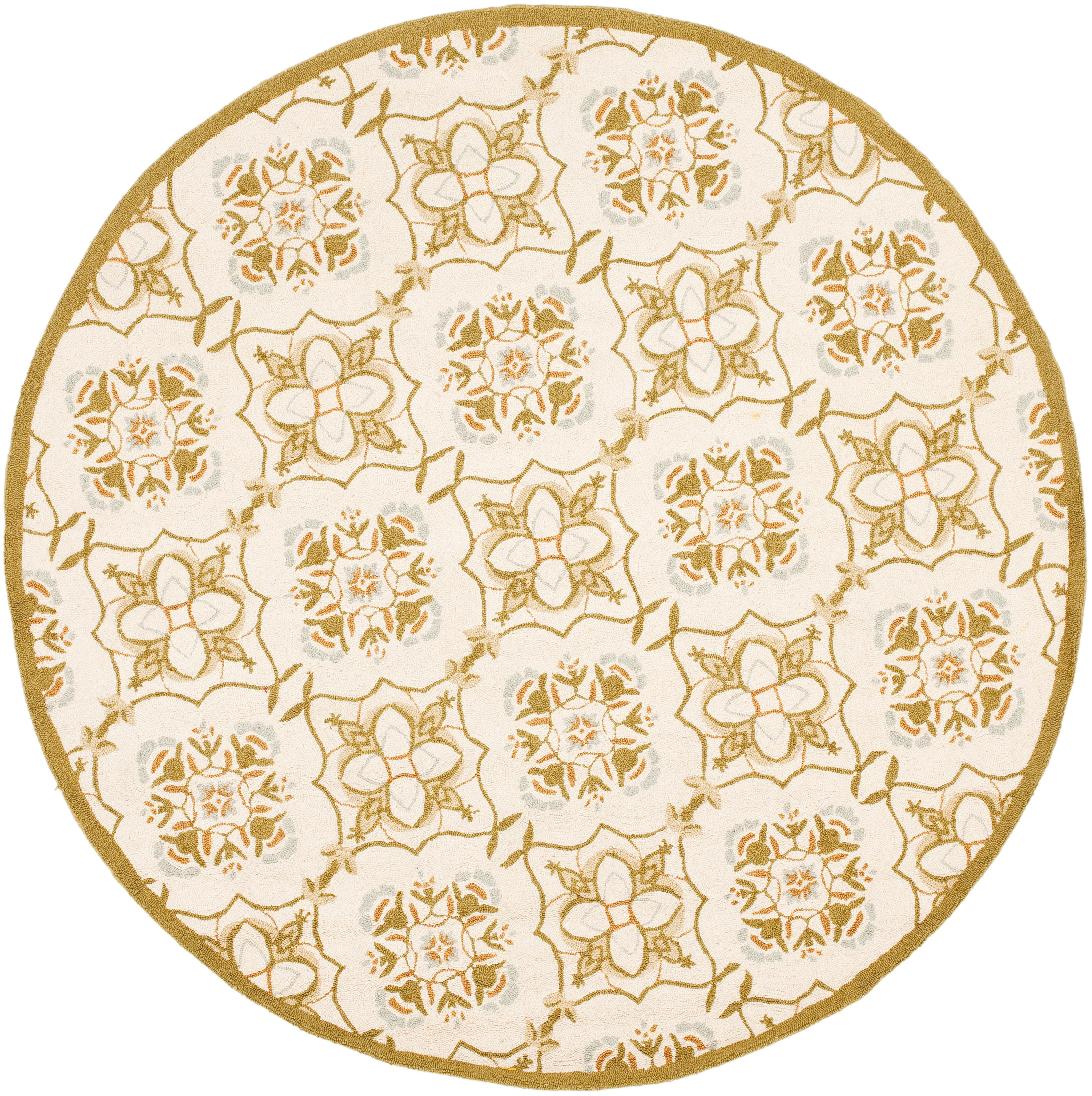 SAFAVIEH Chelsea Jamison Bordered Area Rug, Ivory/Green, 8' x 8' Round
