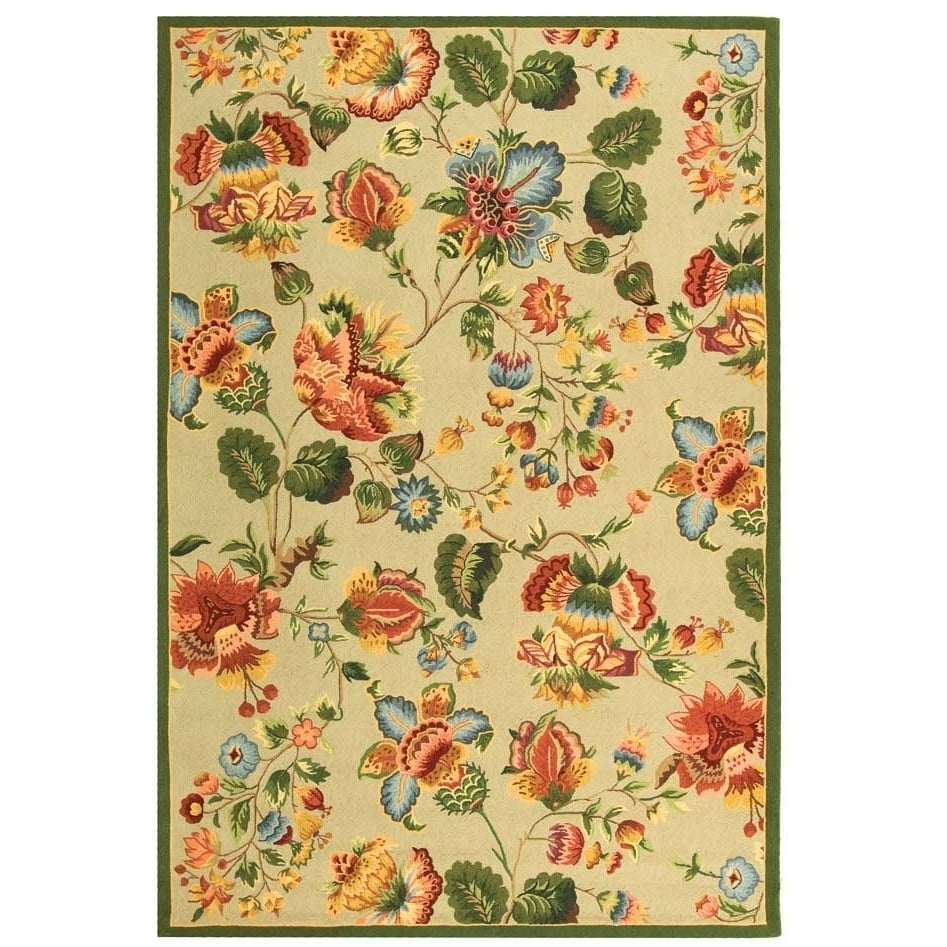 SAFAVIEH Chelsea Hayleigh Floral Wool Area Rug, Sage, 2'9" x 4'9"