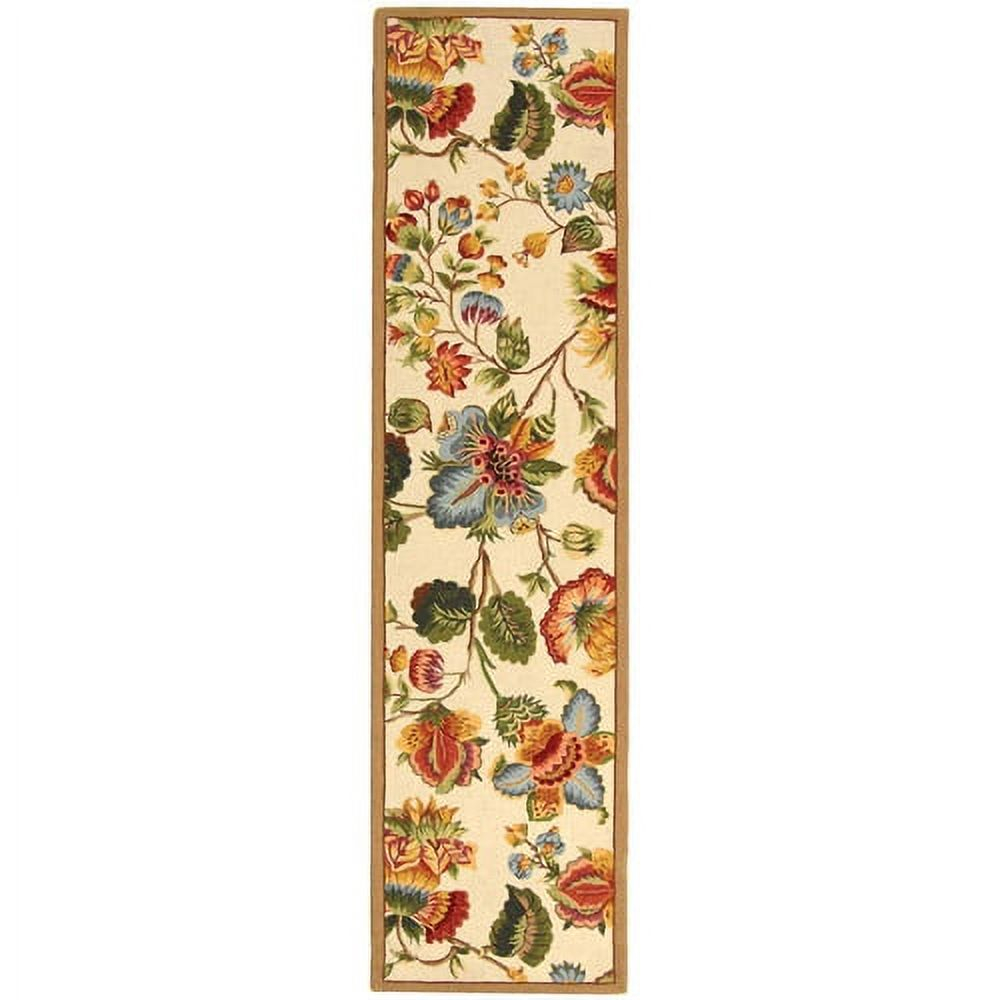 SAFAVIEH Chelsea Hayleigh Floral Wool Runner Rug, Ivory, 2'6" x 10'