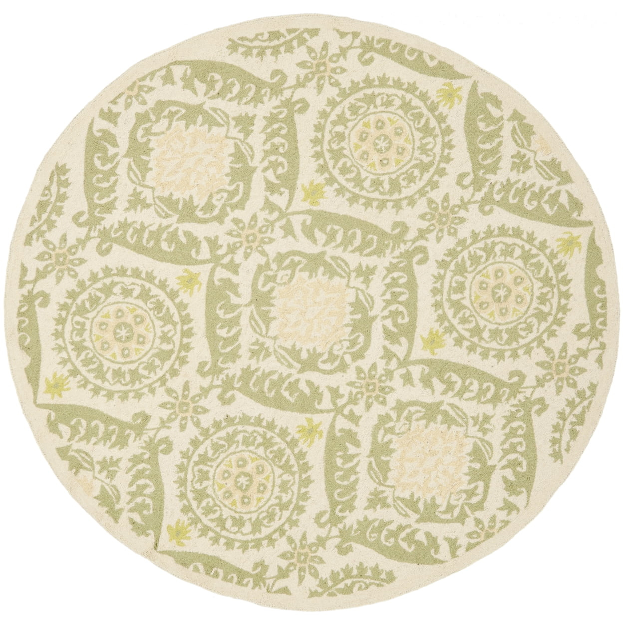 SAFAVIEH Chelsea Hollie Geometric Wool Area Rug, Beige/Green, 3'9" x 5'9"