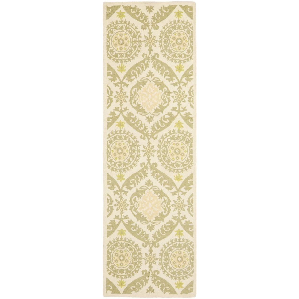 SAFAVIEH Chelsea Hollie Geometric Wool Area Rug, Beige/Green, 3'9" x 5'9"