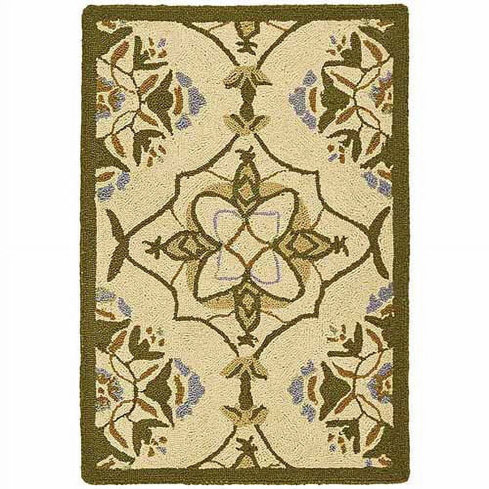 SAFAVIEH Chelsea Jamison Geometric Wool Area Rug, Ivory/Green, 5'3" x 8'3"