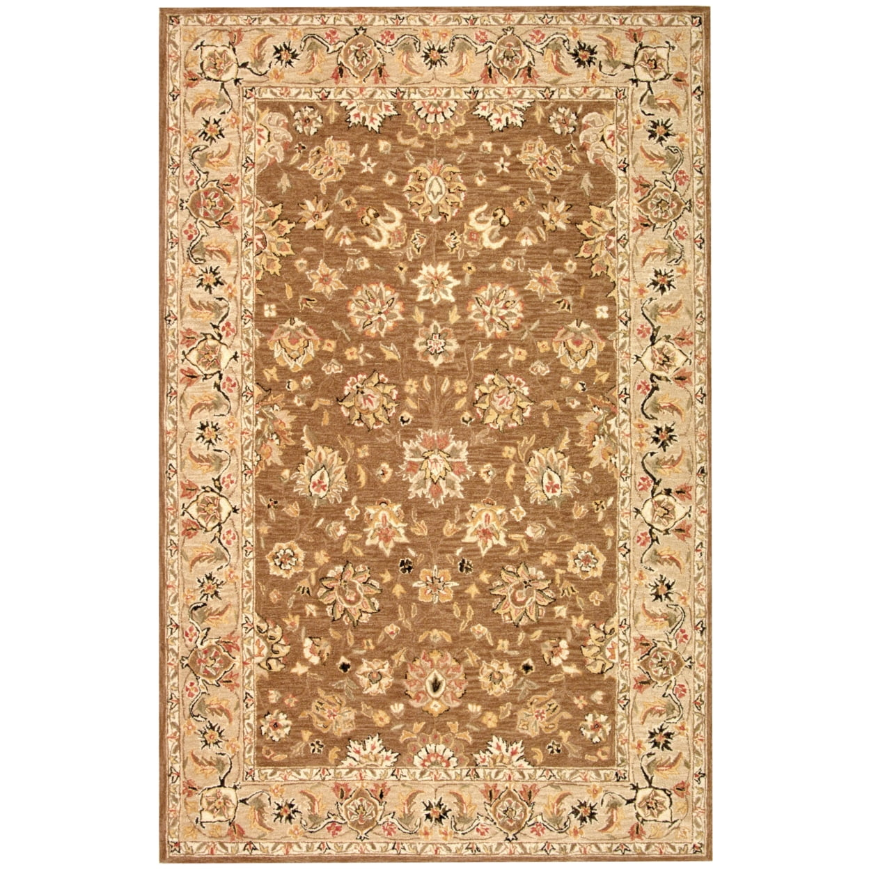 SAFAVIEH Chelsea Kaeden Floral Wool Area Rug, Brown/Ivory, 3'9" x 5'9"