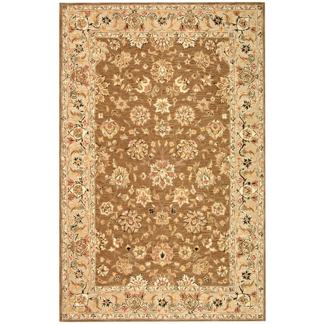SAFAVIEH Chelsea Kaeden Floral Wool Area Rug, Brown/Ivory, 3'9" x 5'9"