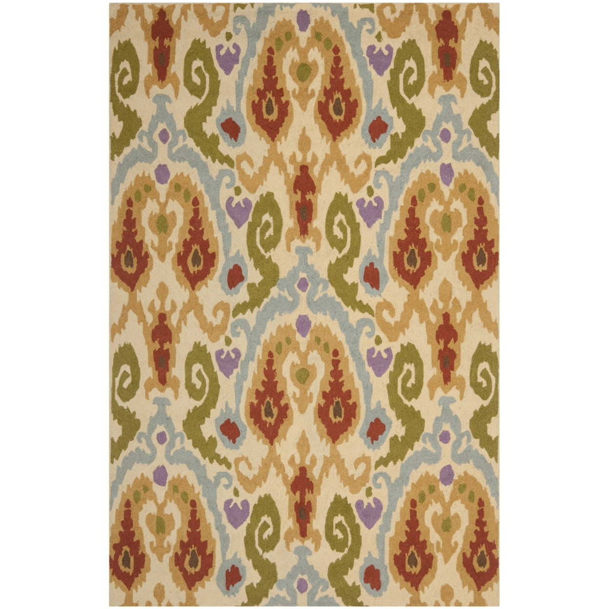 SAFAVIEH Chelsea Landen Southwestern Wool Area Rug, Ivory/Multi, 7'9" x 9'9"
