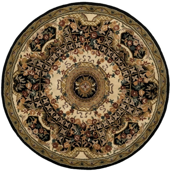 Classic CL304 Hand Tufted Area Rug - Black/Gold - 3'6" round - Safavieh.