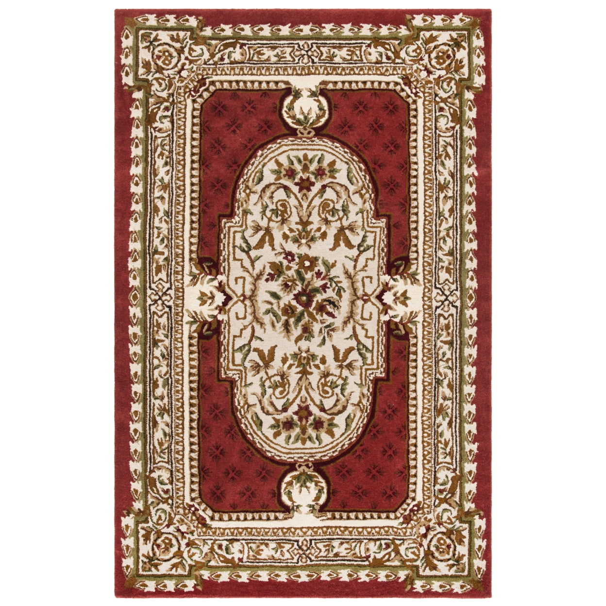 SAFAVIEH Classic Flanagan Floral Bordered Wool Area Rug, Burgundy, 5' x 8'