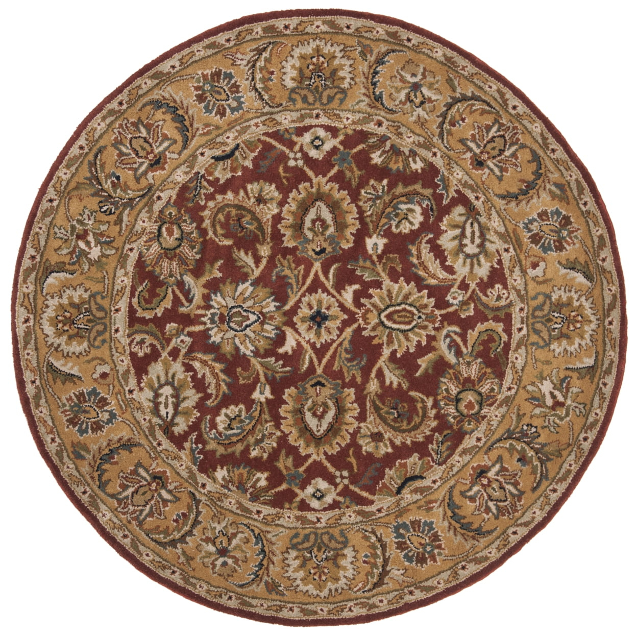 Classic CL758 Hand Tufted Area Rug - Rust/Camel - 5' round - Safavieh.