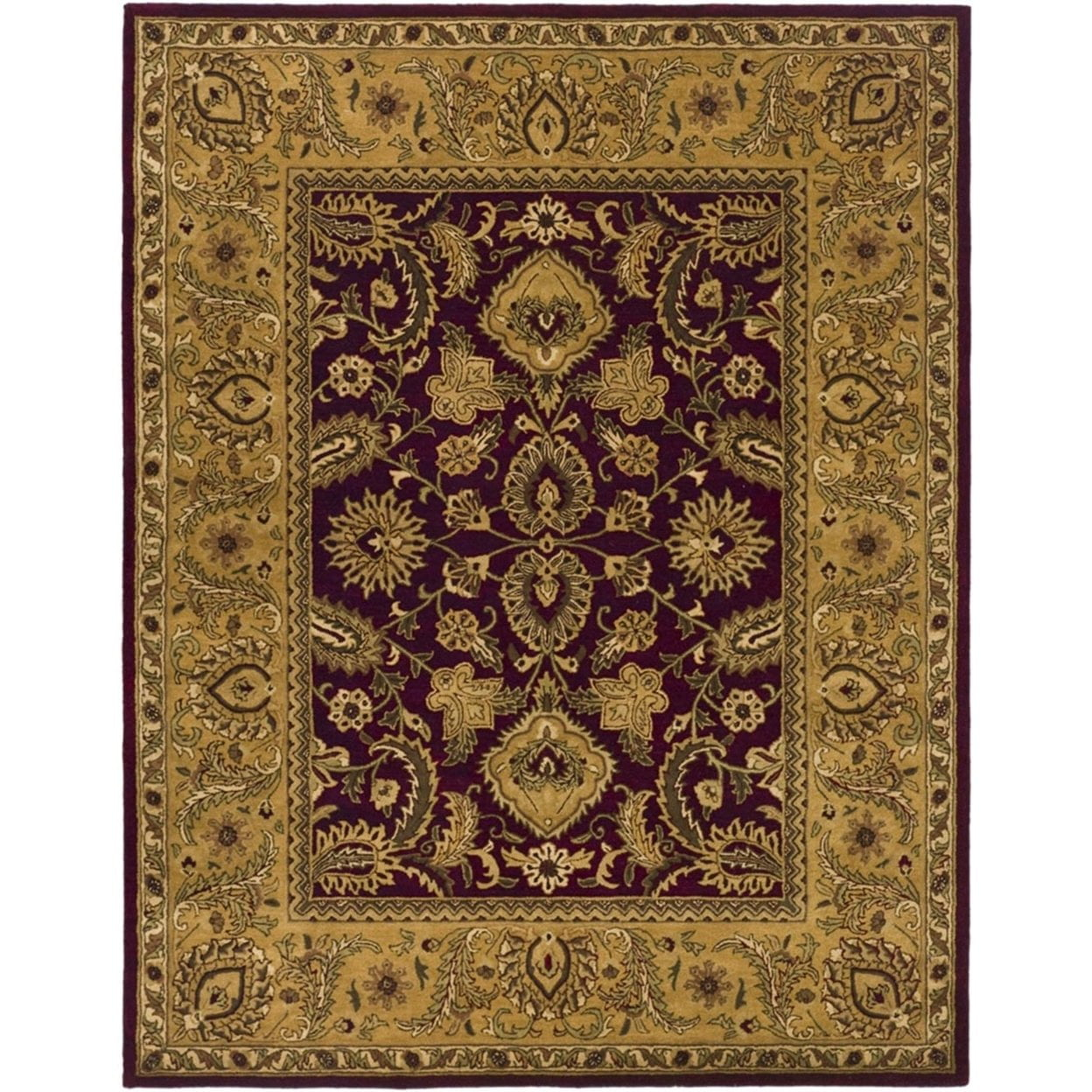 SAFAVIEH Classic Karolina Floral Bordered Wool Area Rug, Burgundy/Gold, 4' x 6'