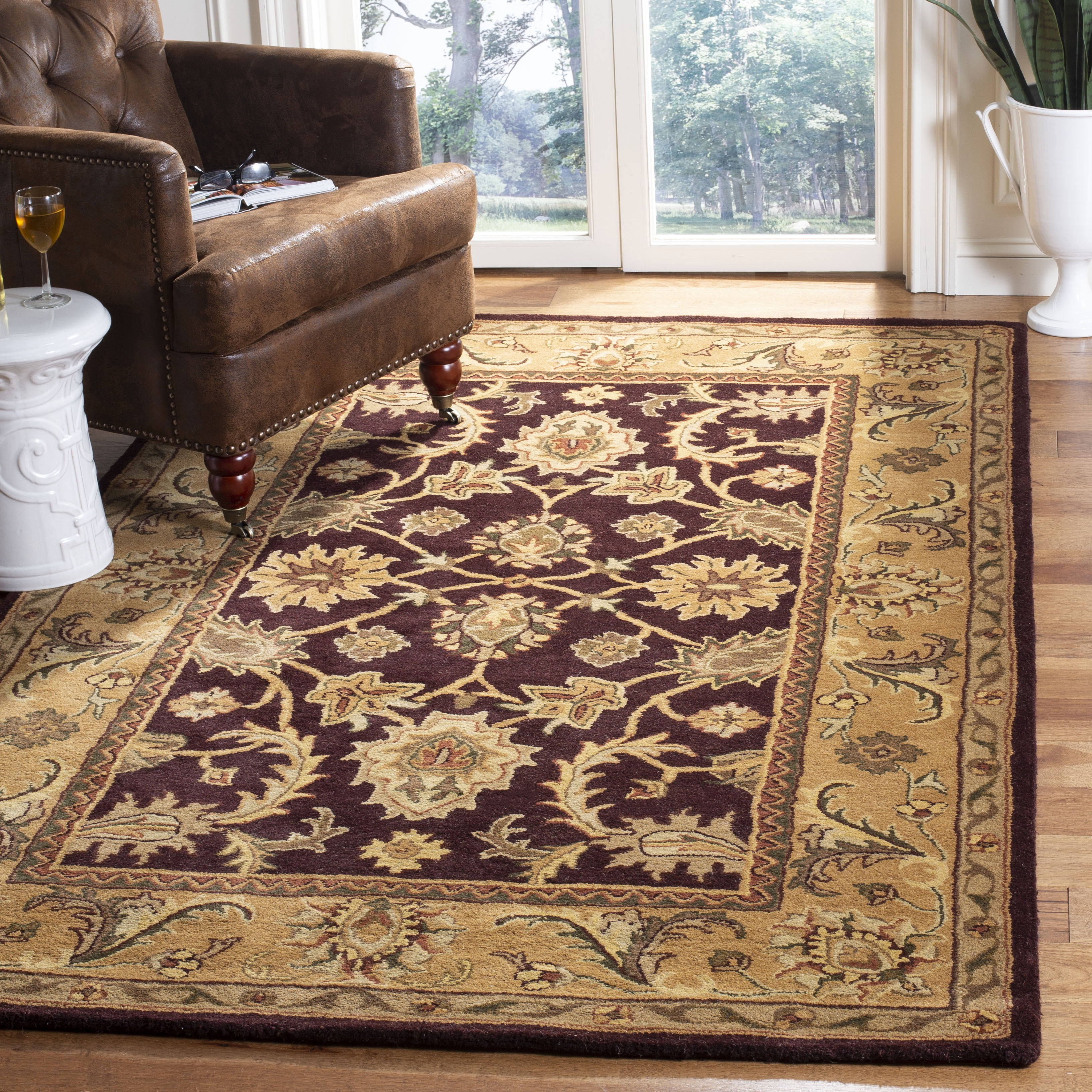 SAFAVIEH Classic Karolina Oriental Wool Area Rug, Dark Plum/Gold, 9'6" x 13'6"