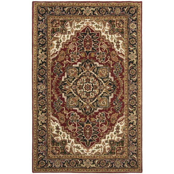 Classic CL763 Hand Tufted Area Rug - Red/Navy - 7'6"x9'6" Oval - Safavieh.