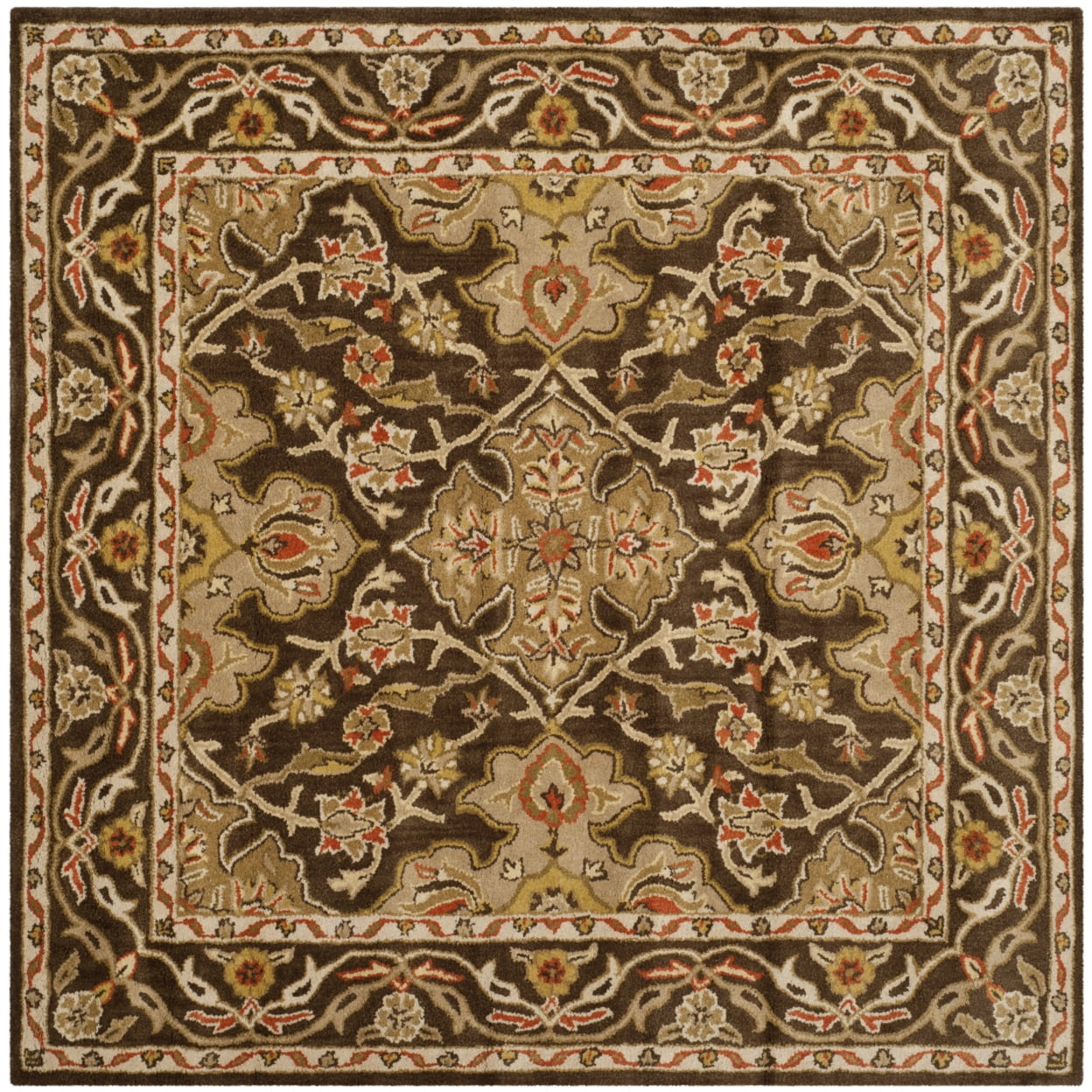 SAFAVIEH Classic Roxanne Oriental Wool Area Rug, Brown, 6' x 6' Square