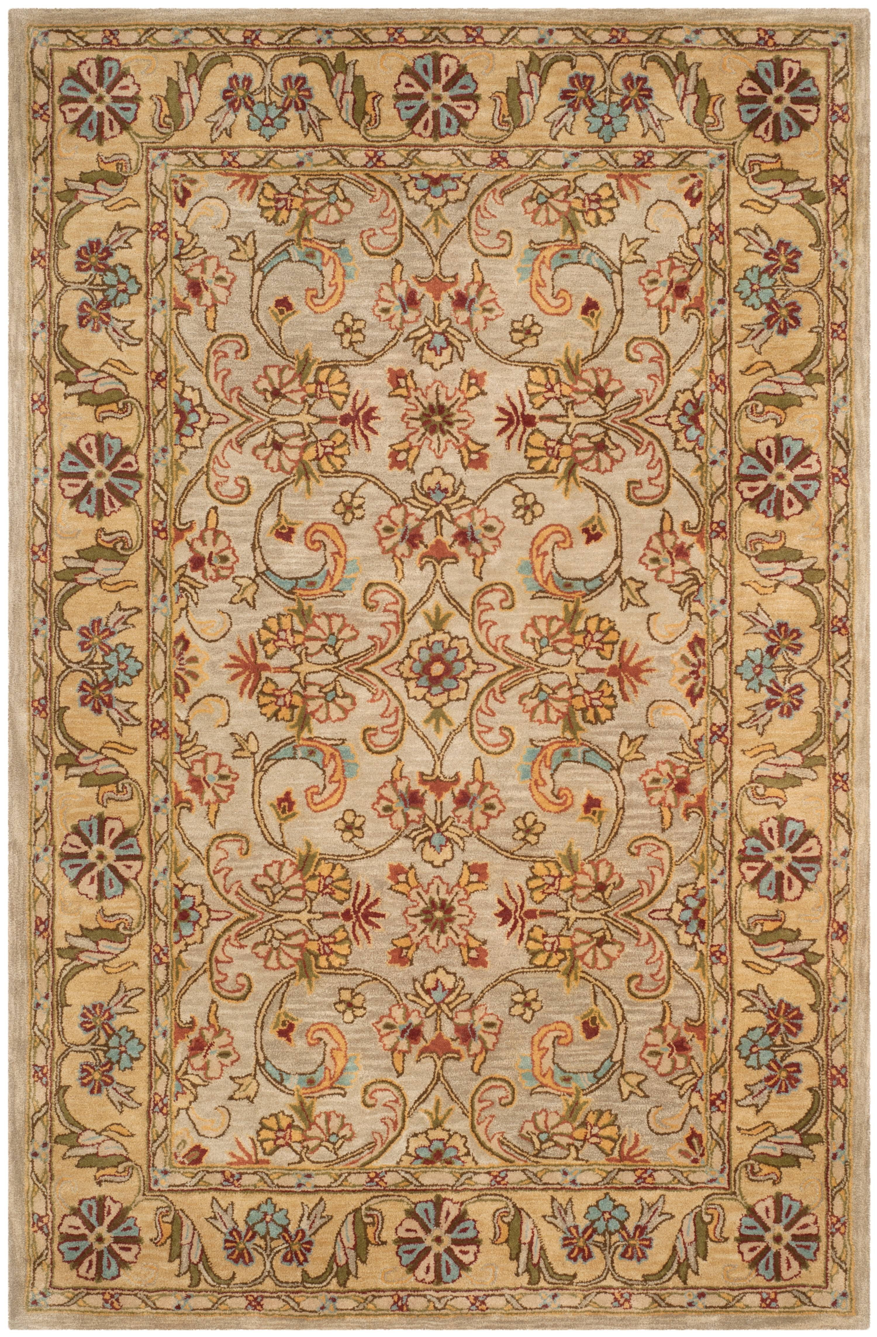 SAFAVIEH Classic Simonette Floral Wool Area Rug, Grey/Light Gold, 11' x 15'