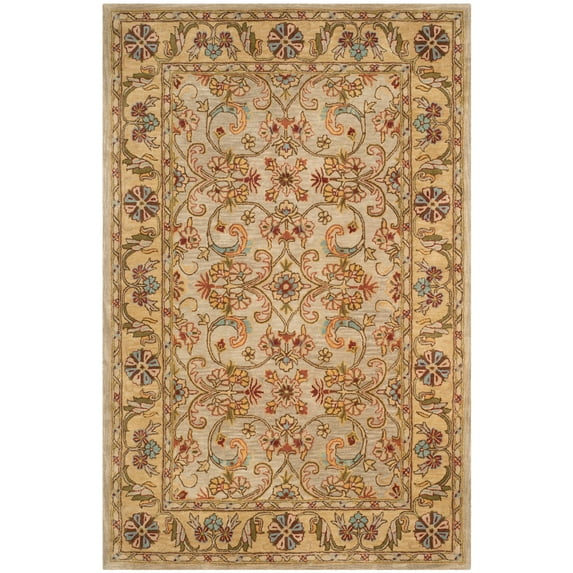 SAFAVIEH Classic Simonette Floral Wool Area Rug, Grey/Light Gold, 11' x 15'