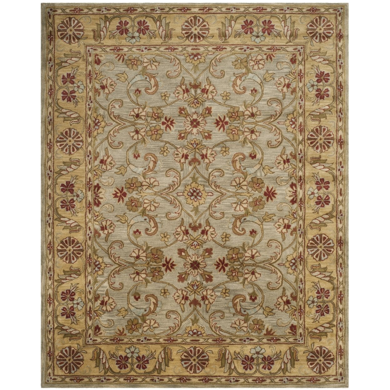 Classic CL324 Hand Tufted Accent Rug - Light Green/Gold - 3'6" Round - Safavieh.