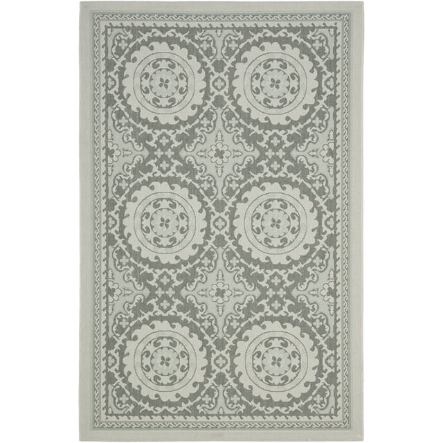 SAFAVIEH Courtyard Abel Geometric Indoor/Outdoor Area Rug, Light Grey/Anthracite, 8' x 11'