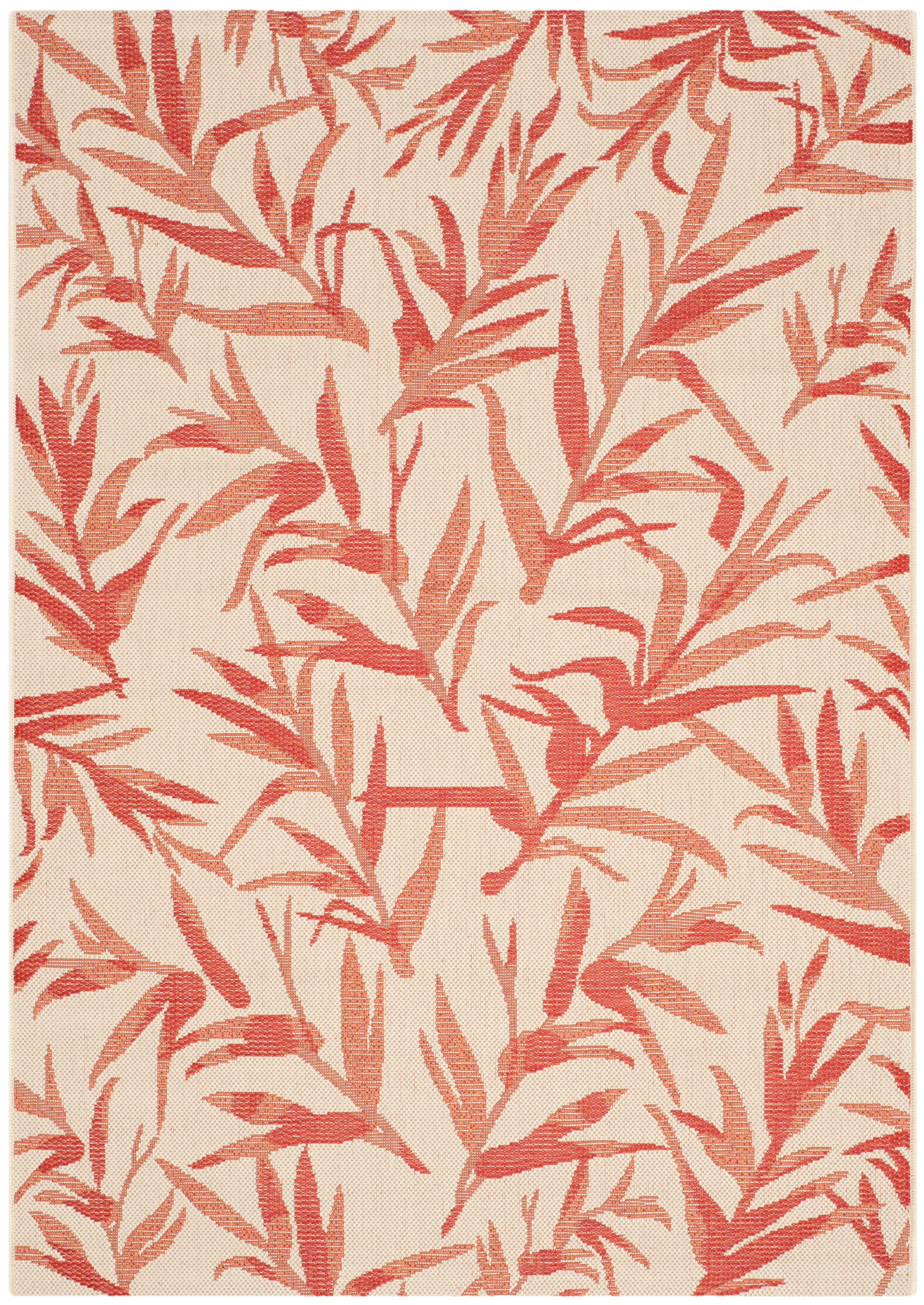 SAFAVIEH Courtyard Alannis Botanical Indoor/Outdoor Area Rug, Beige/Terracotta, 2'7" x 5'