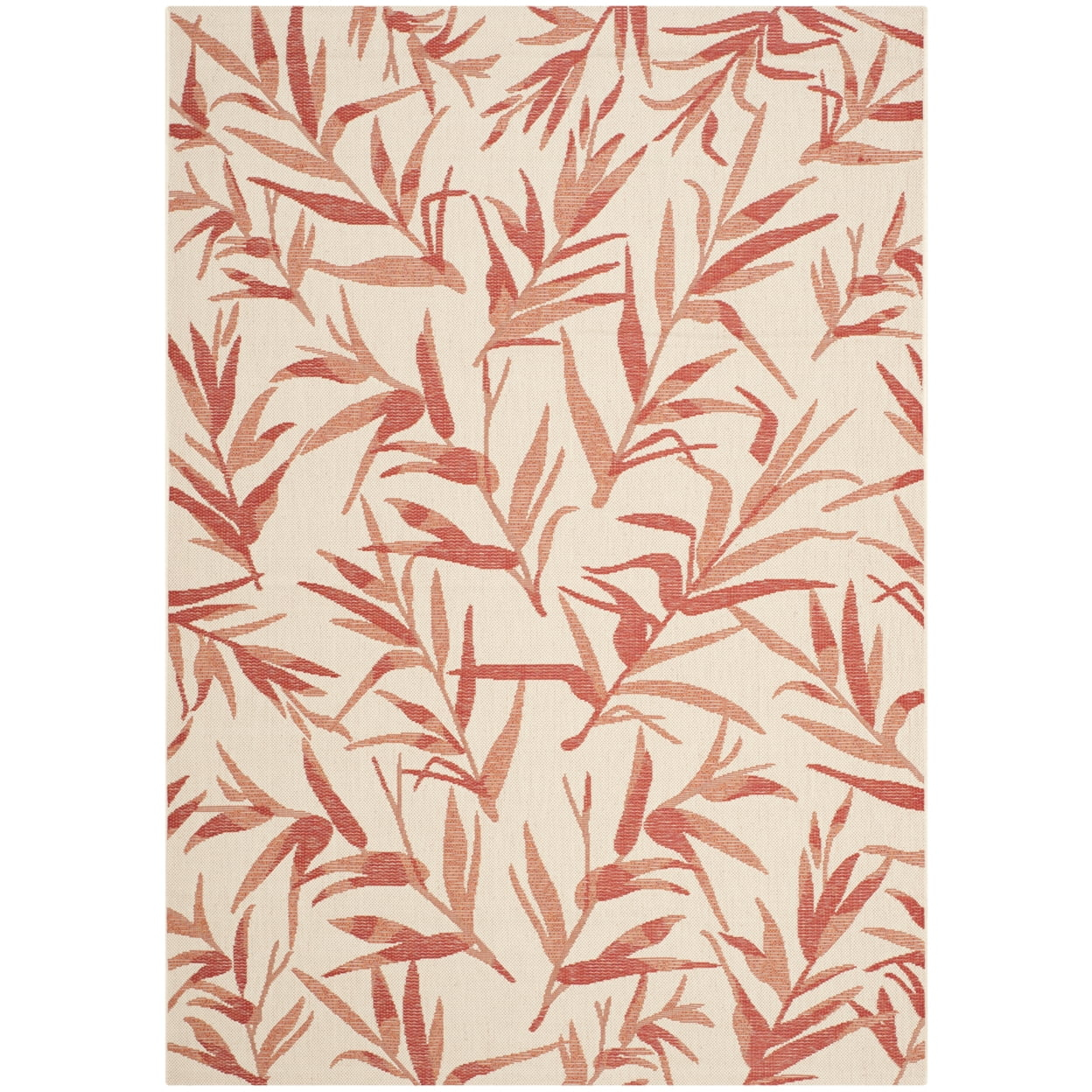 SAFAVIEH Courtyard Alannis Botanical Indoor/Outdoor Area Rug, Beige/Terracotta, 5'3" x 7'7"