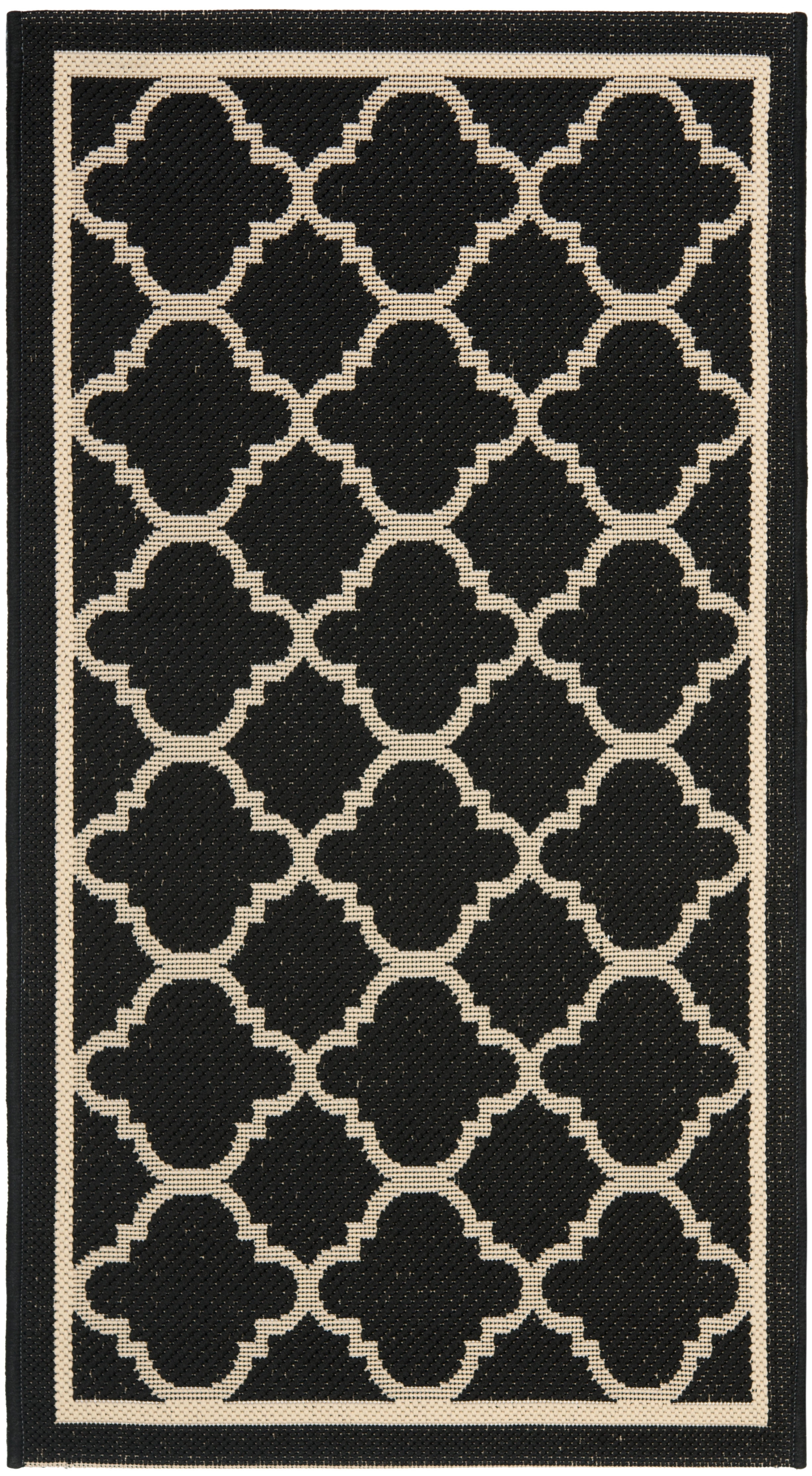 Courtyard CY6918 Power Loomed Indoor/Outdoor Accent Rug - Black/Beige - 2'7"x5' - Safavieh.