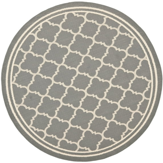 Courtyard CY6918 Power Loomed Indoor/Outdoor Area Rug - Anthracite/Beige - 5'3" round - Safavieh.
