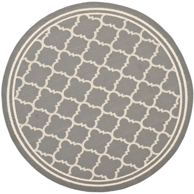 Courtyard CY6918 Power Loomed Indoor/Outdoor Area Rug - Anthracite/Beige - 5'3" round - Safavieh.