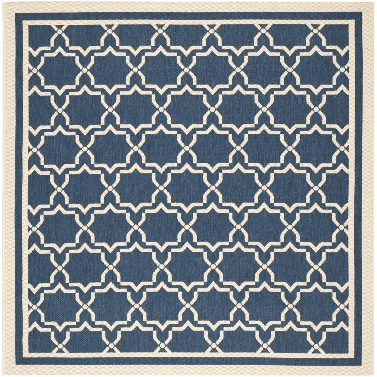 Courtyard CY6916 Power Loomed Indoor and Outdoor Area Rug - Navy/Beige - 6'7"x6'7" - Safavieh