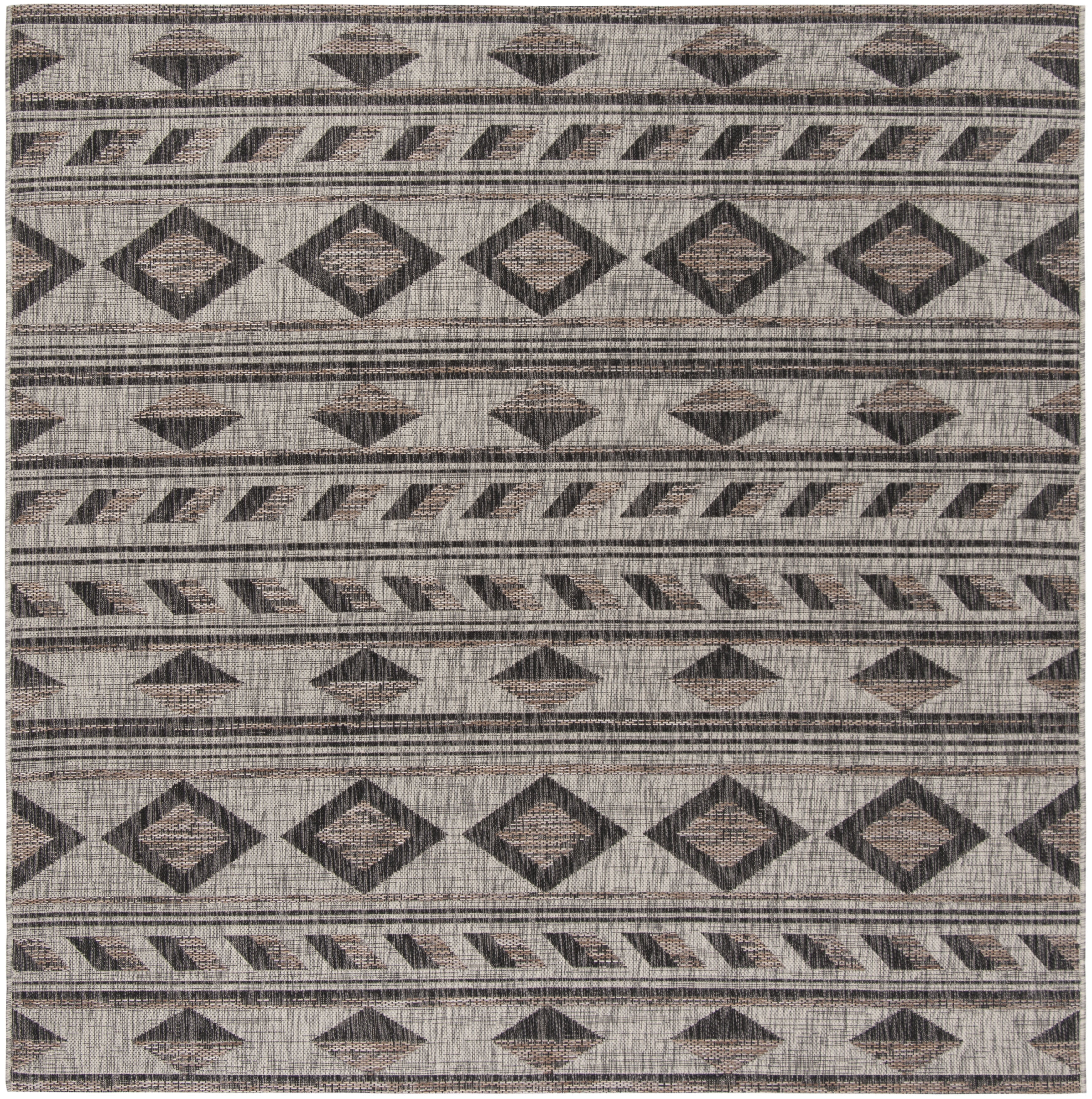 Courtyard CY8529 Power Loomed Indoor/Outdoor Area Rug - Grey/Black - 4'x4' - Safavieh.