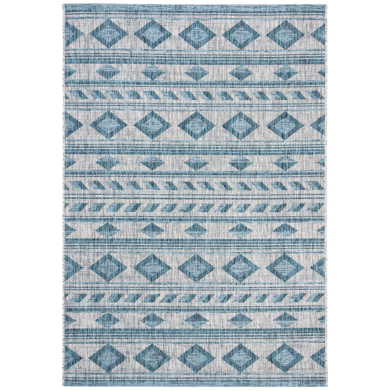 SAFAVIEH Courtyard Allycia Geometric Indoor/Outdoor Area Rug, Grey/Teal, 9' x 12'