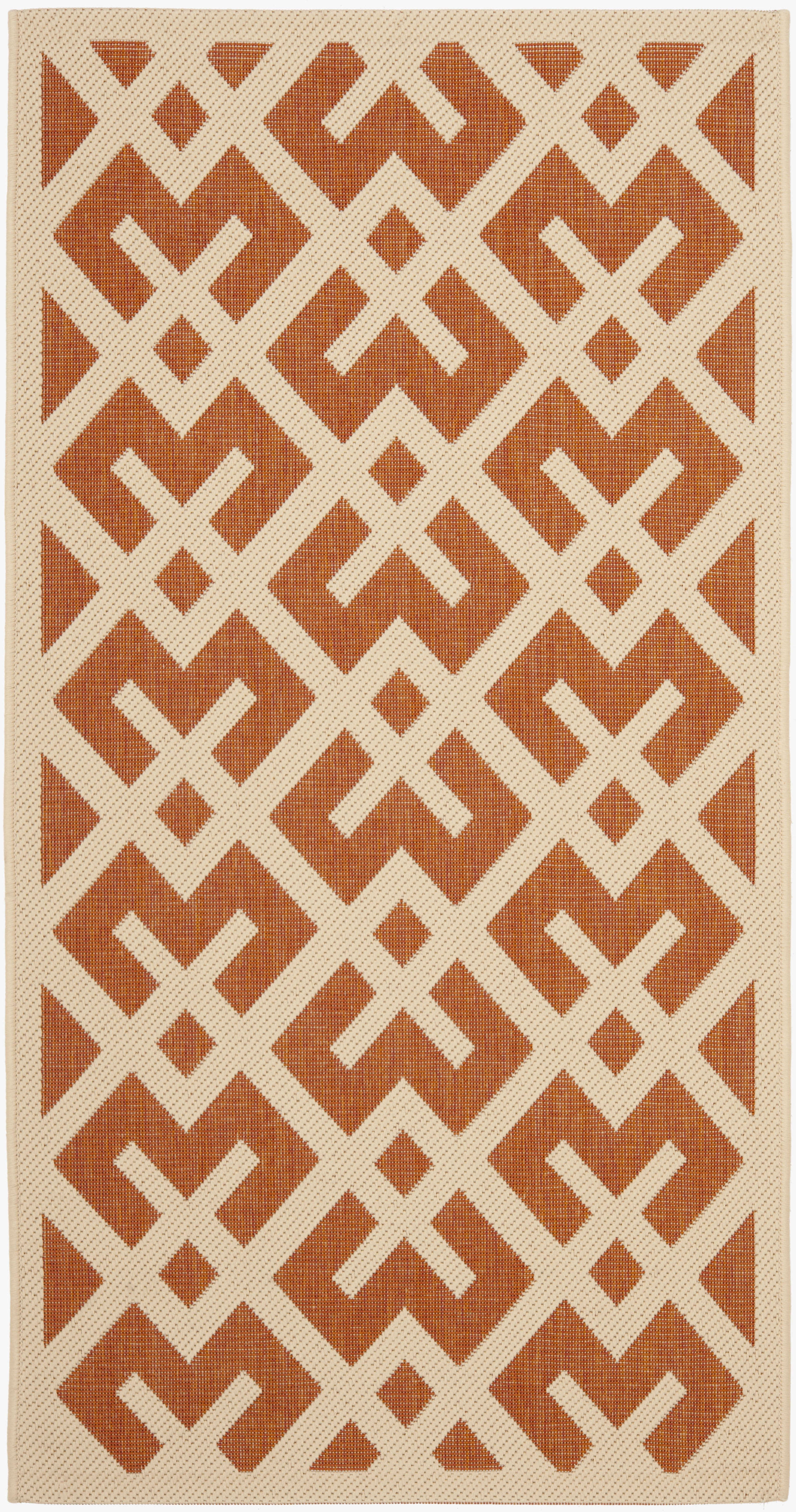 SAFAVIEH Courtyard Alvin Geometric Indoor/Outdoor Area Rug, 2'7" x 5', Terracotta/Bone