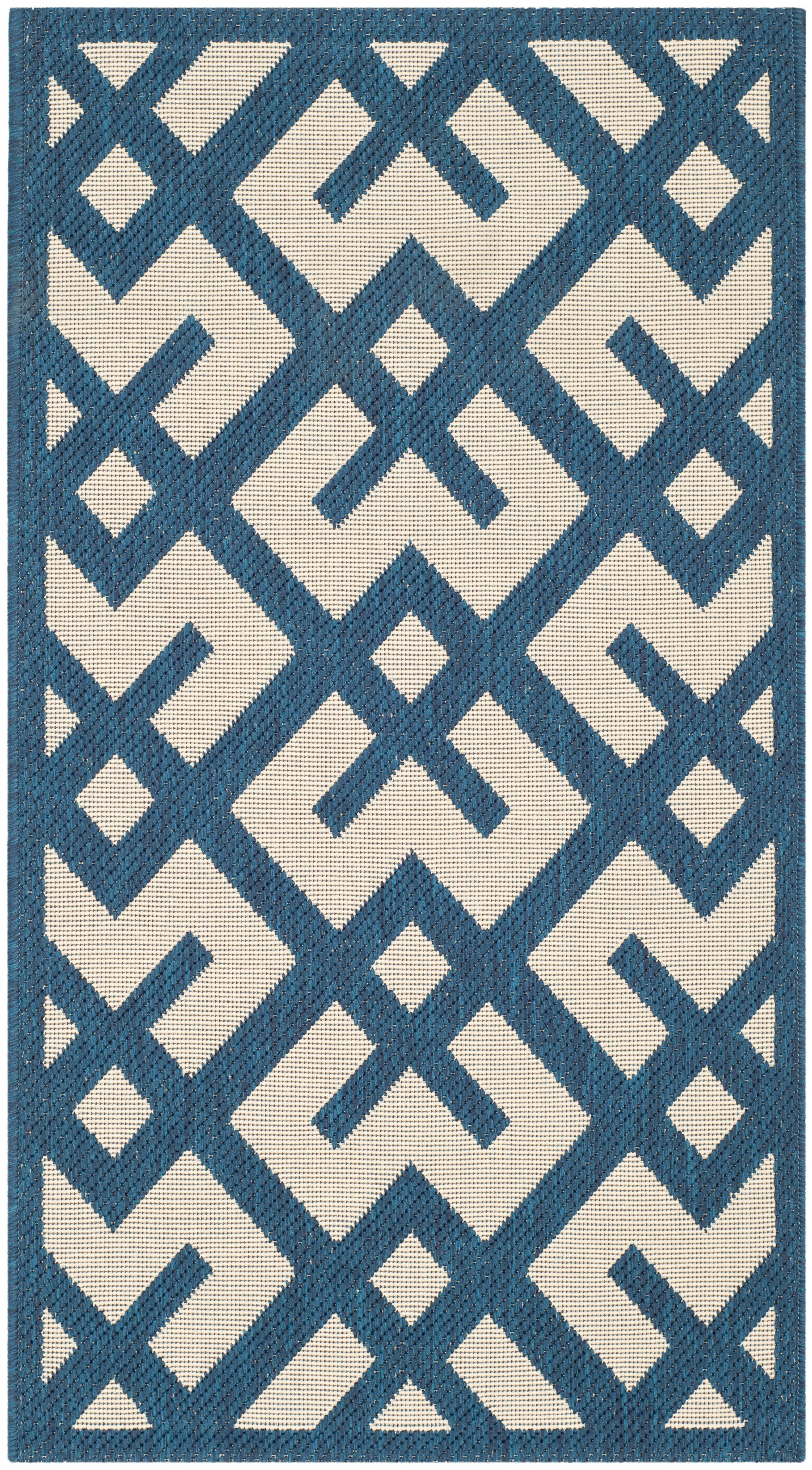 Courtyard CY6915 Power Loomed Indoor and Outdoor Accent Rug - Navy/Beige - 2'x3'7" - Safavieh