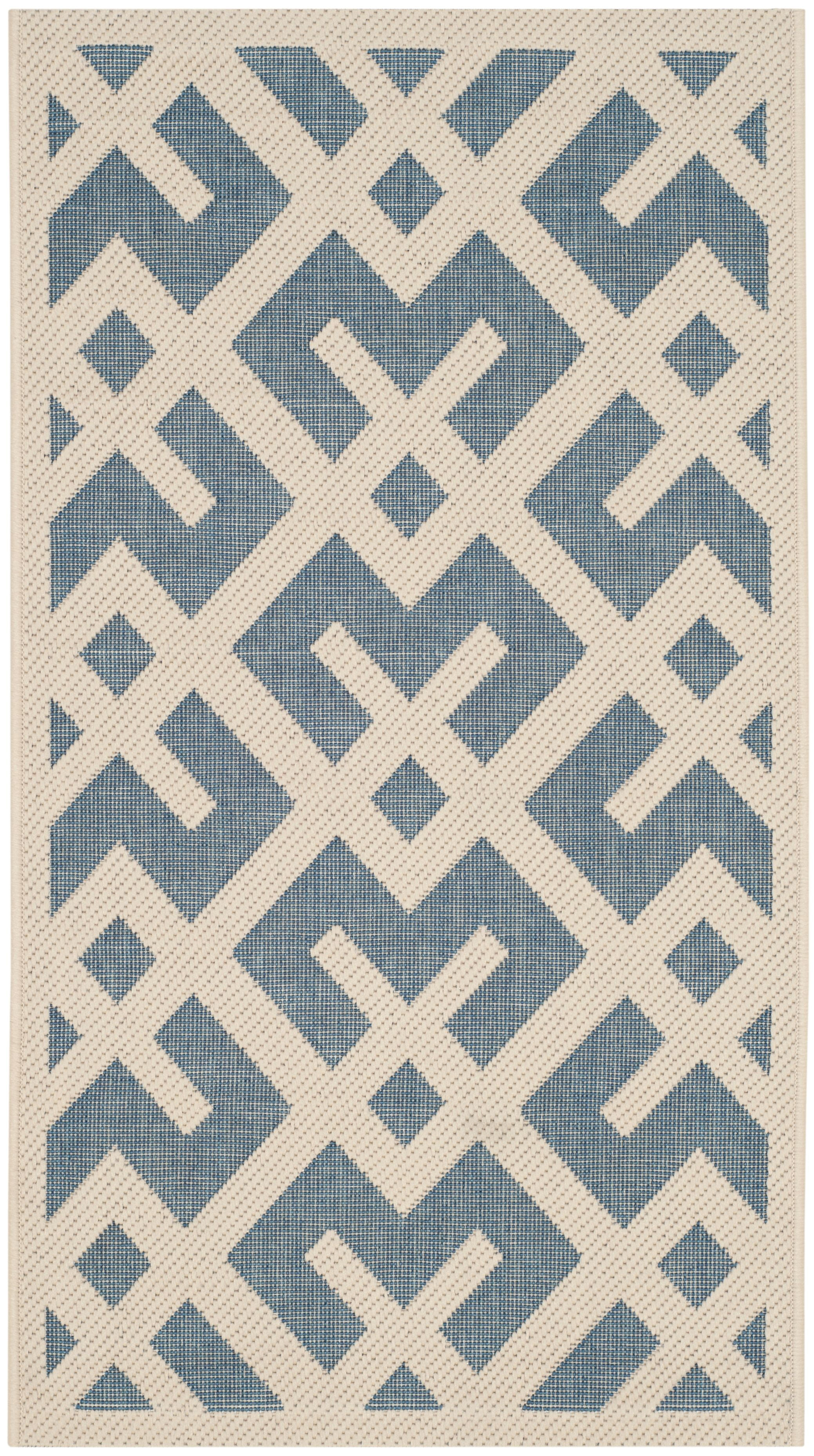 Courtyard CY6915 Power Loomed Indoor and Outdoor Accent Rug - Blue/Bone - 2'x3'7" - Safavieh