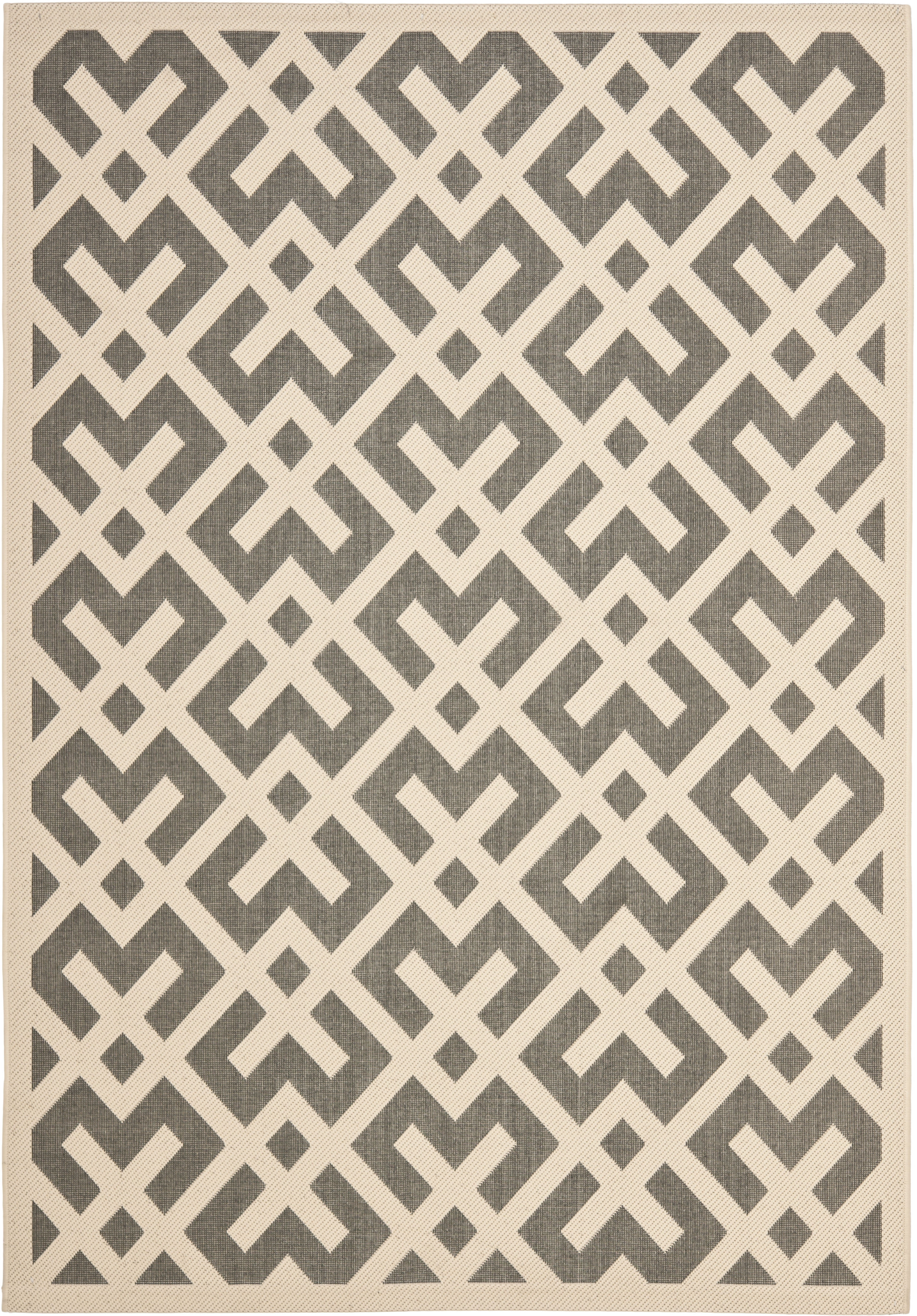 SAFAVIEH Courtyard Alvin Geometric Indoor/Outdoor Area Rug, 6'7" x 9'6", Grey/Bone