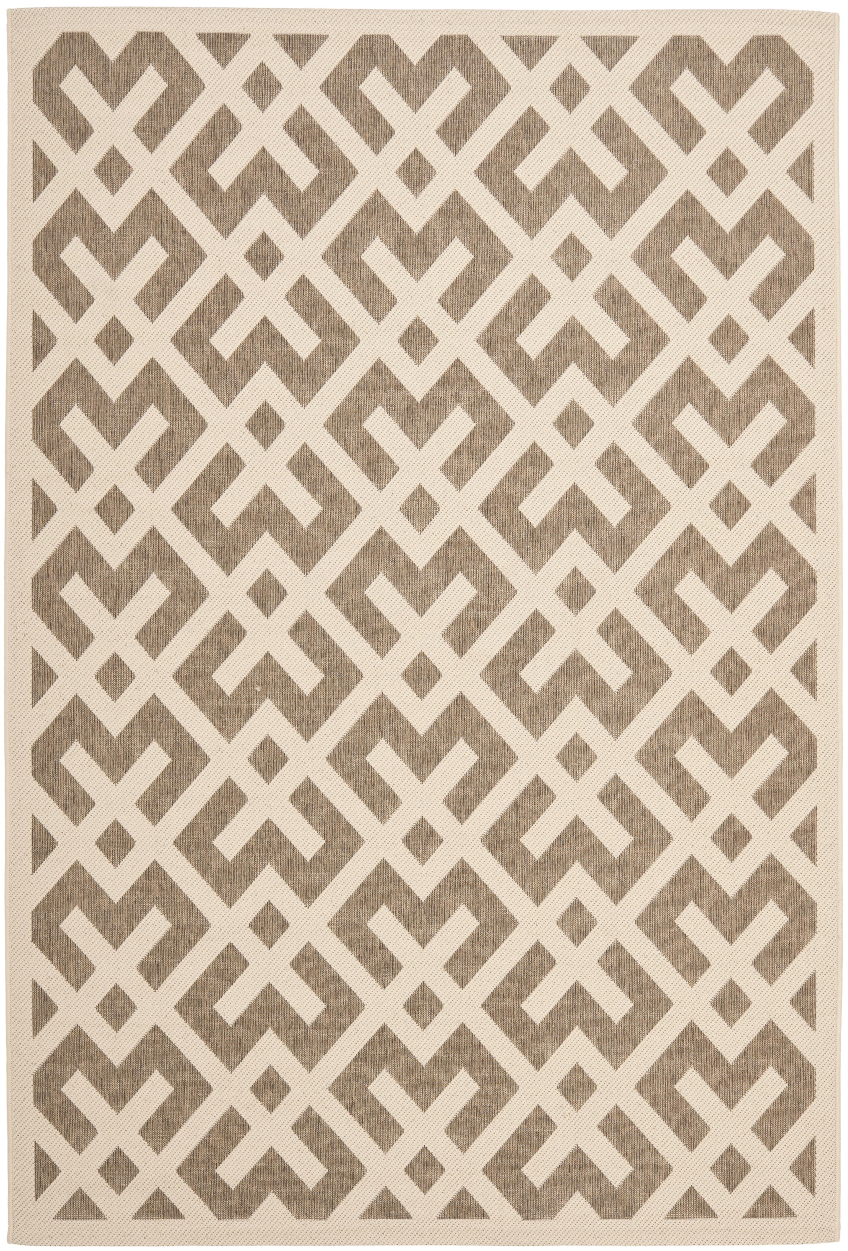 SAFAVIEH Courtyard Alvin Geometric Indoor/Outdoor Area Rug, 9' x 12', Brown/Bone