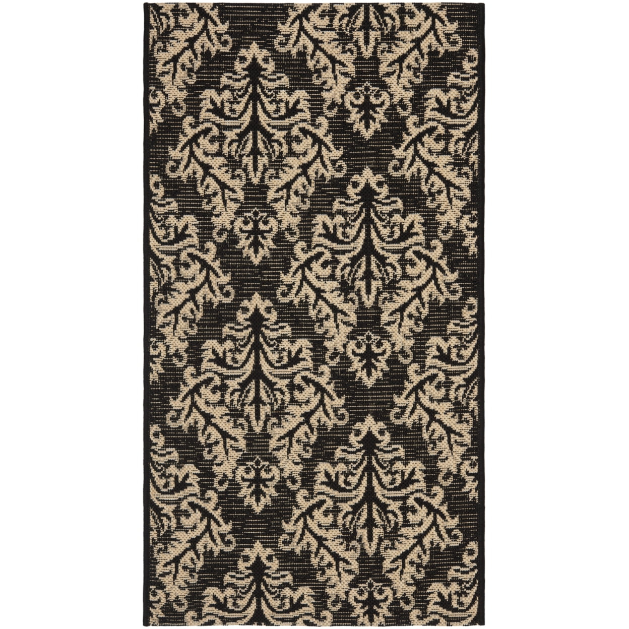 Courtyard CY6930 Power Loomed Indoor/Outdoor Accent Rug - Black/Creme - 2'x3'7" - Safavieh.