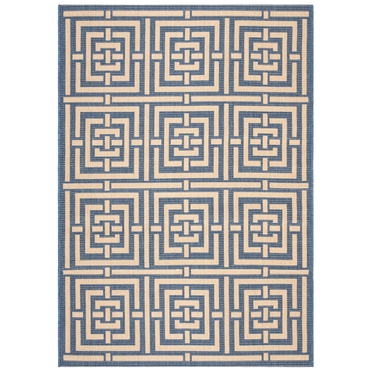 SAFAVIEH Courtyard Ariana Geometric Indoor/Outdoor Area Rug, 2'7" x 5', Blue/Bone
