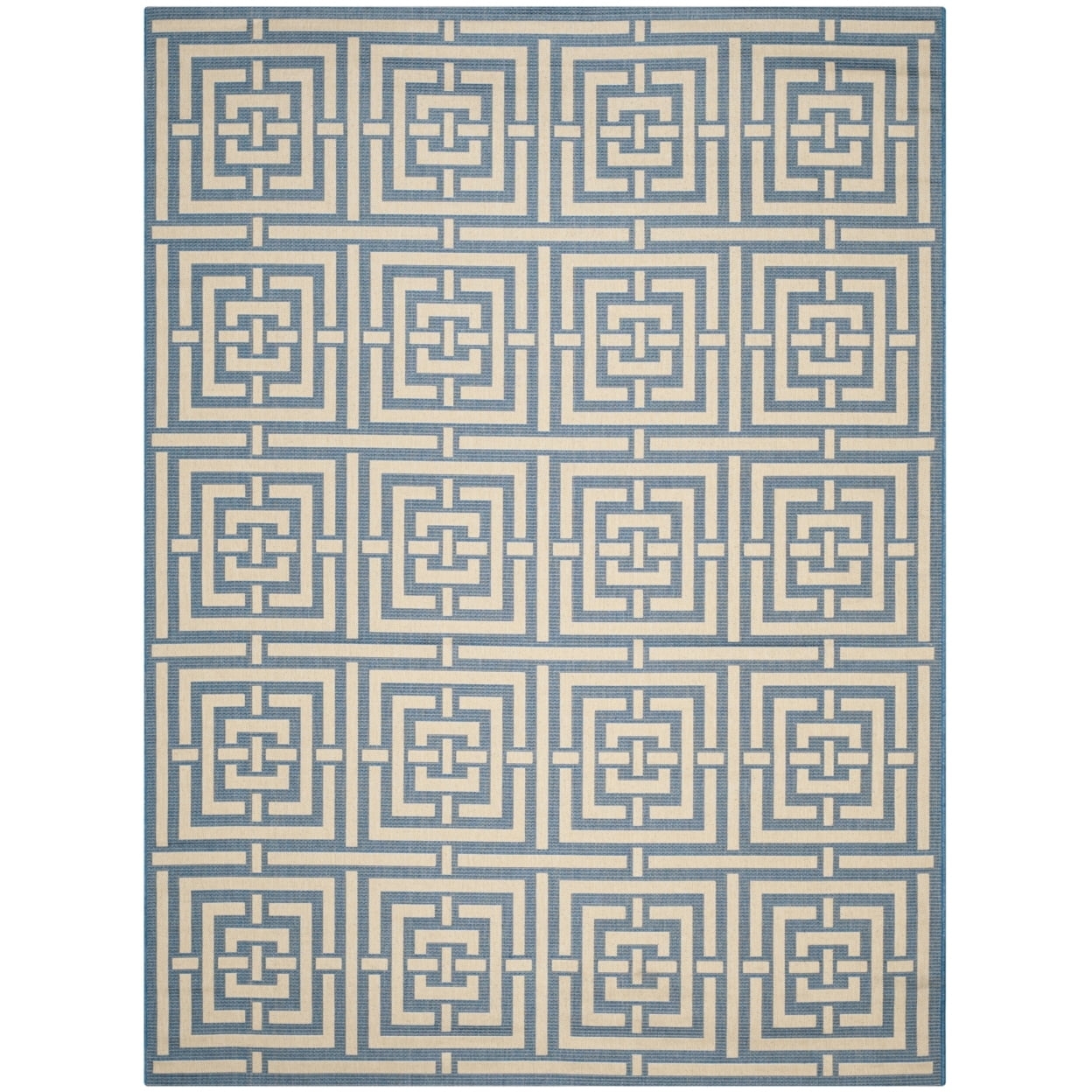 SAFAVIEH Courtyard Ariana Geometric Indoor/Outdoor Area Rug, 8' x 11', Blue/Bone