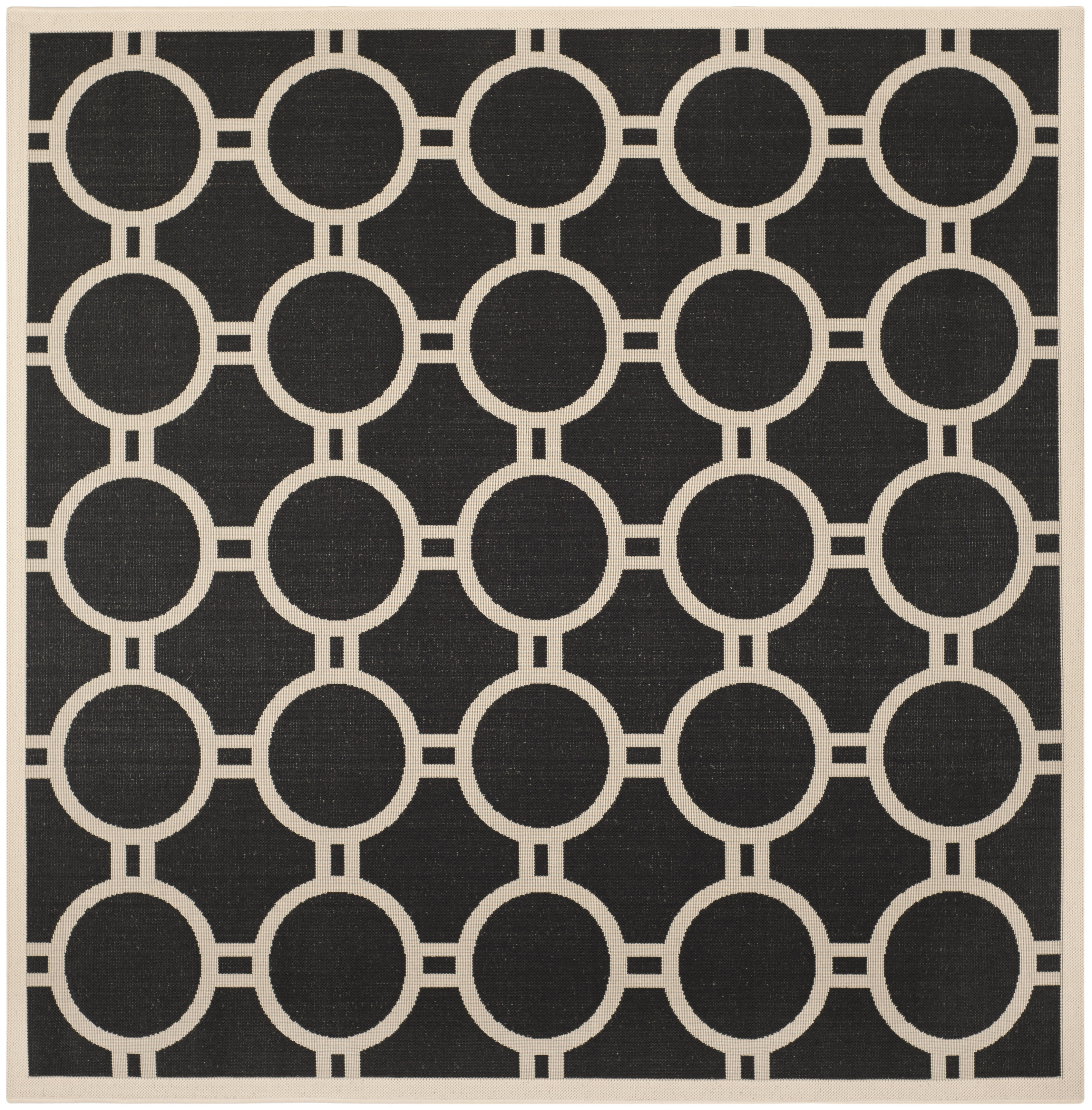 Courtyard CY6924 Power Loomed Indoor/Outdoor Area Rug - Black/Beige - 7'1x7'1 - Safavieh.
