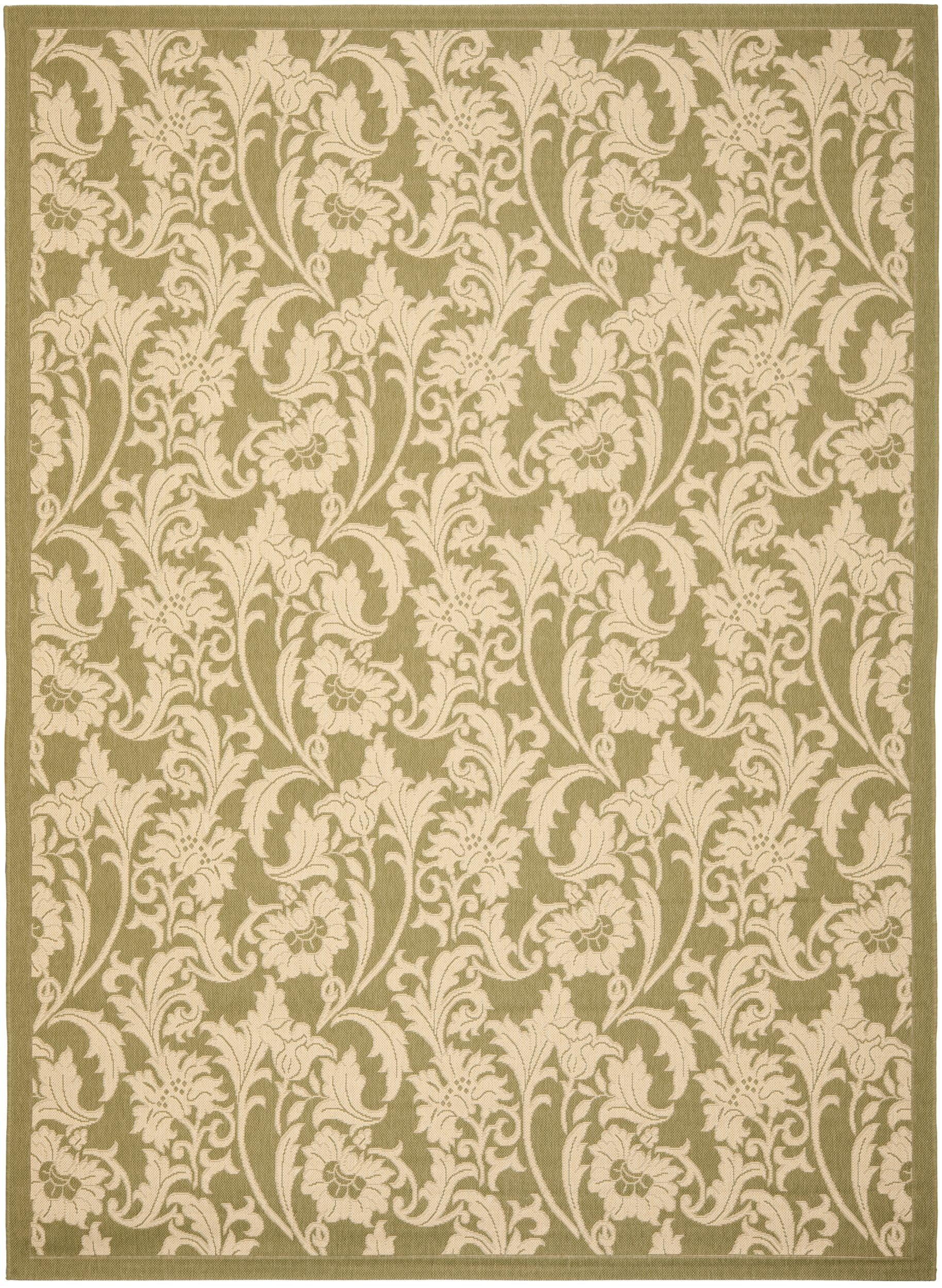 Courtyard CY6565 Power Loomed Indoor/Outdoor Area Rug - Green/Creme - 4'x5'7" - Safavieh.