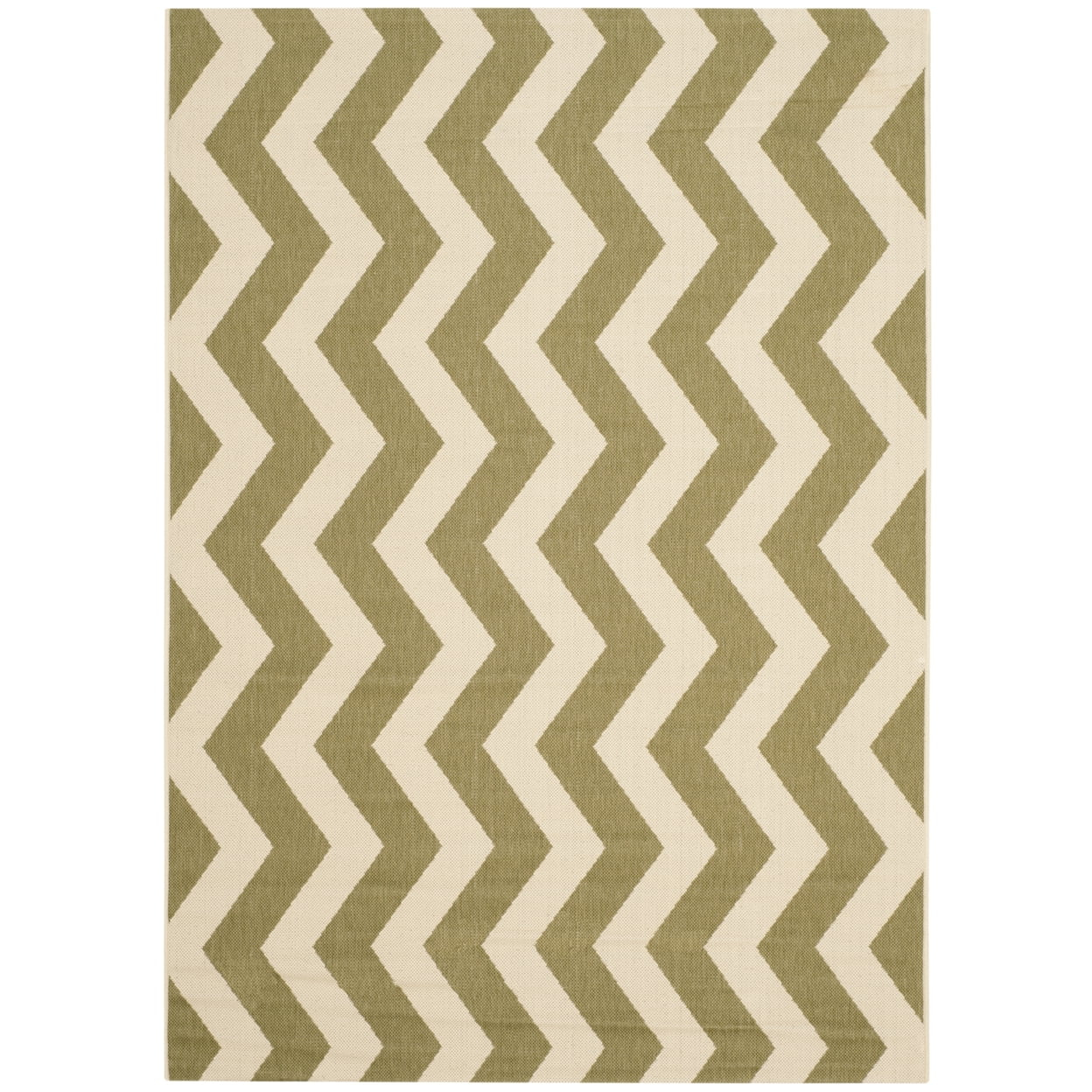 SAFAVIEH Courtyard Ayden Chevron Indoor/Outdoor Area Rug, 4' x 5'7", Green/Beige