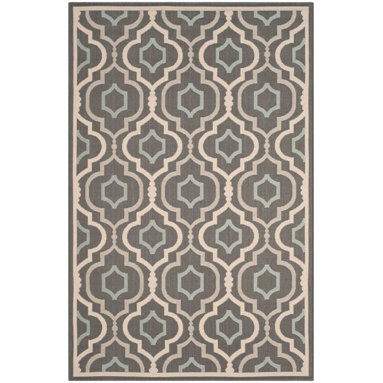 SAFAVIEH Courtyard Bayon Geometric Indoor/Outdoor Area Rug, Grey/Blue, 5'3" x 7'7"