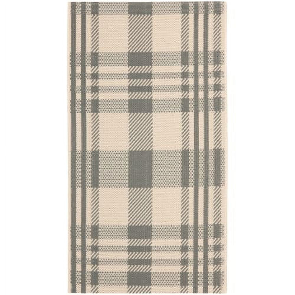 SAFAVIEH Courtyard Benjamin Plaid Indoor/Outdoor Area Rug, Grey/Bone, 6'7" x 9'6"