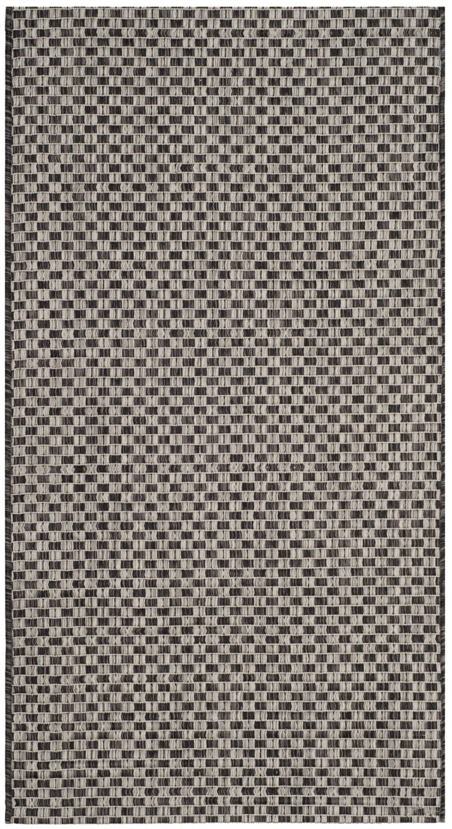 SAFAVIEH Courtyard Blair Geometric Indoor/Outdoor Area Rug, 2' x 3'7", Black/Light Grey