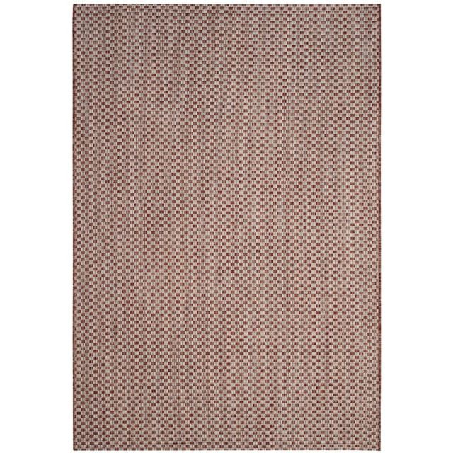 SAFAVIEH Courtyard Blair Geometric Indoor/Outdoor Area Rug, 4' x 5'7", Rust/Light Grey