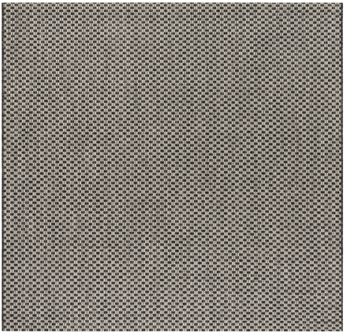 SAFAVIEH Courtyard Blair Checkered Indoor/Outdoor Area Rug, Black/Light Grey, 7'10" x 7'10" Square