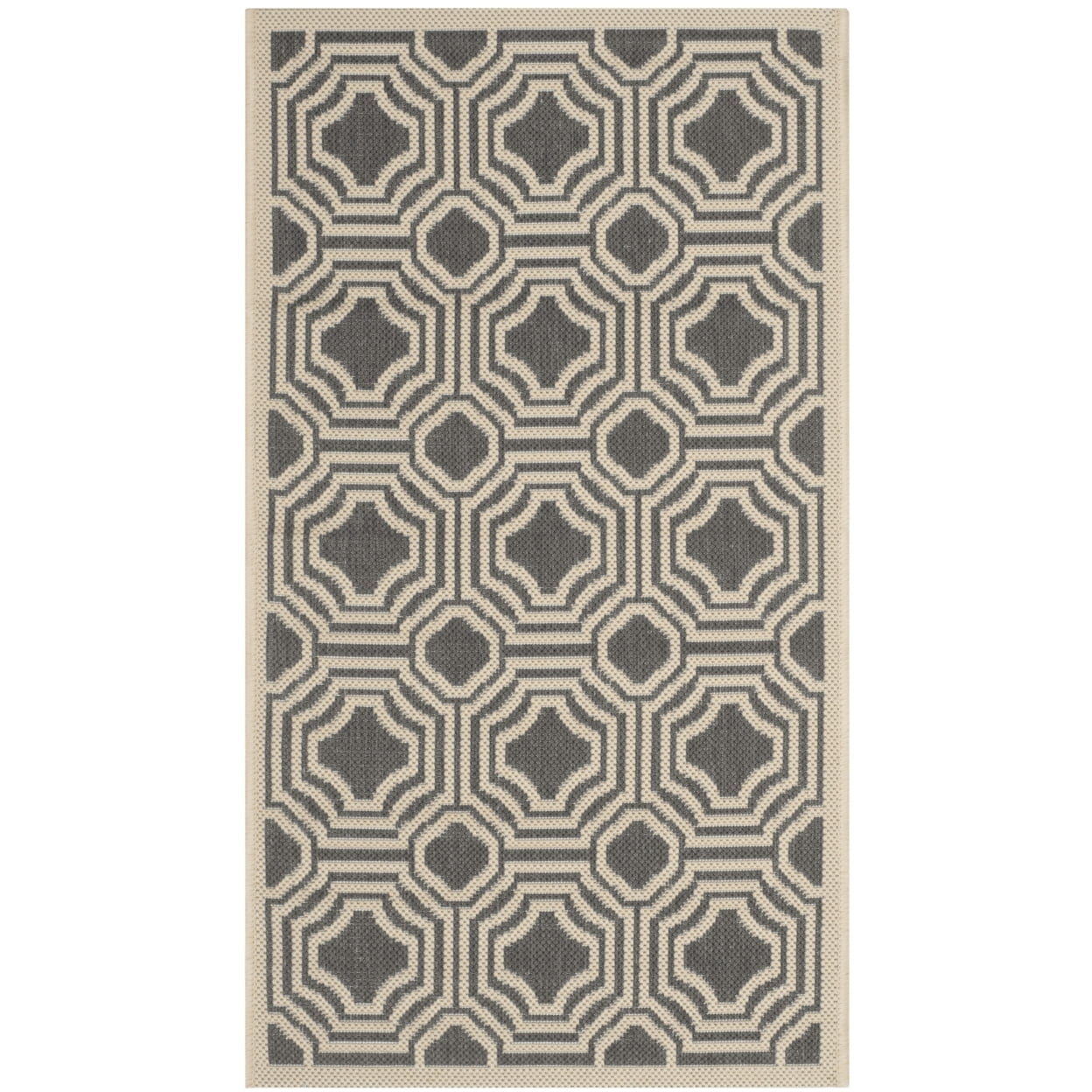 Courtyard CY6112 Power Loomed Indoor and Outdoor Accent Rug - Anthracite/Beige - 2'x3'7" - Safavieh