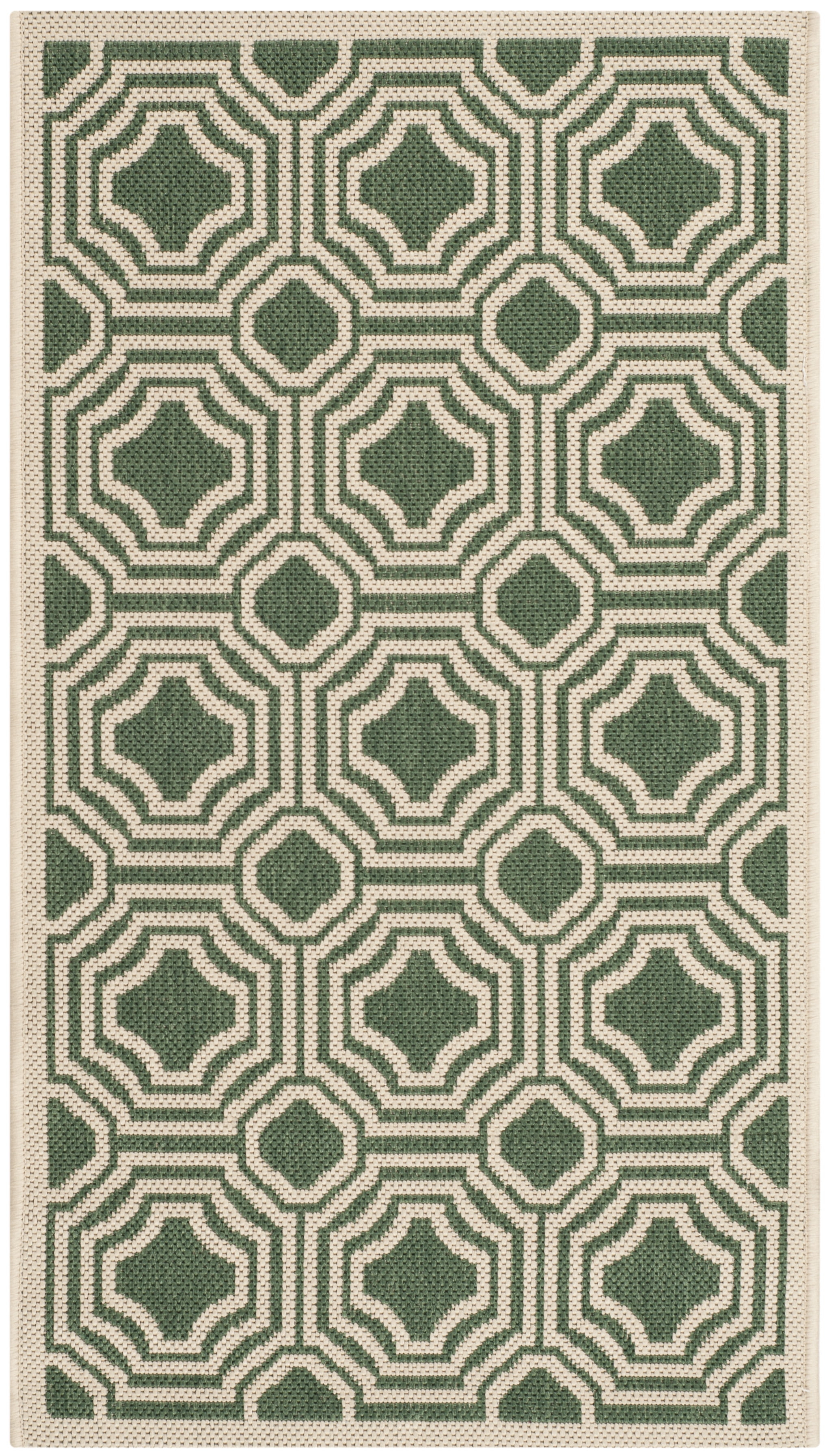 Courtyard CY6112 Power Loomed Indoor and Outdoor Accent Rug - Dark Green/Beige - 2'x3'7" - Safavieh