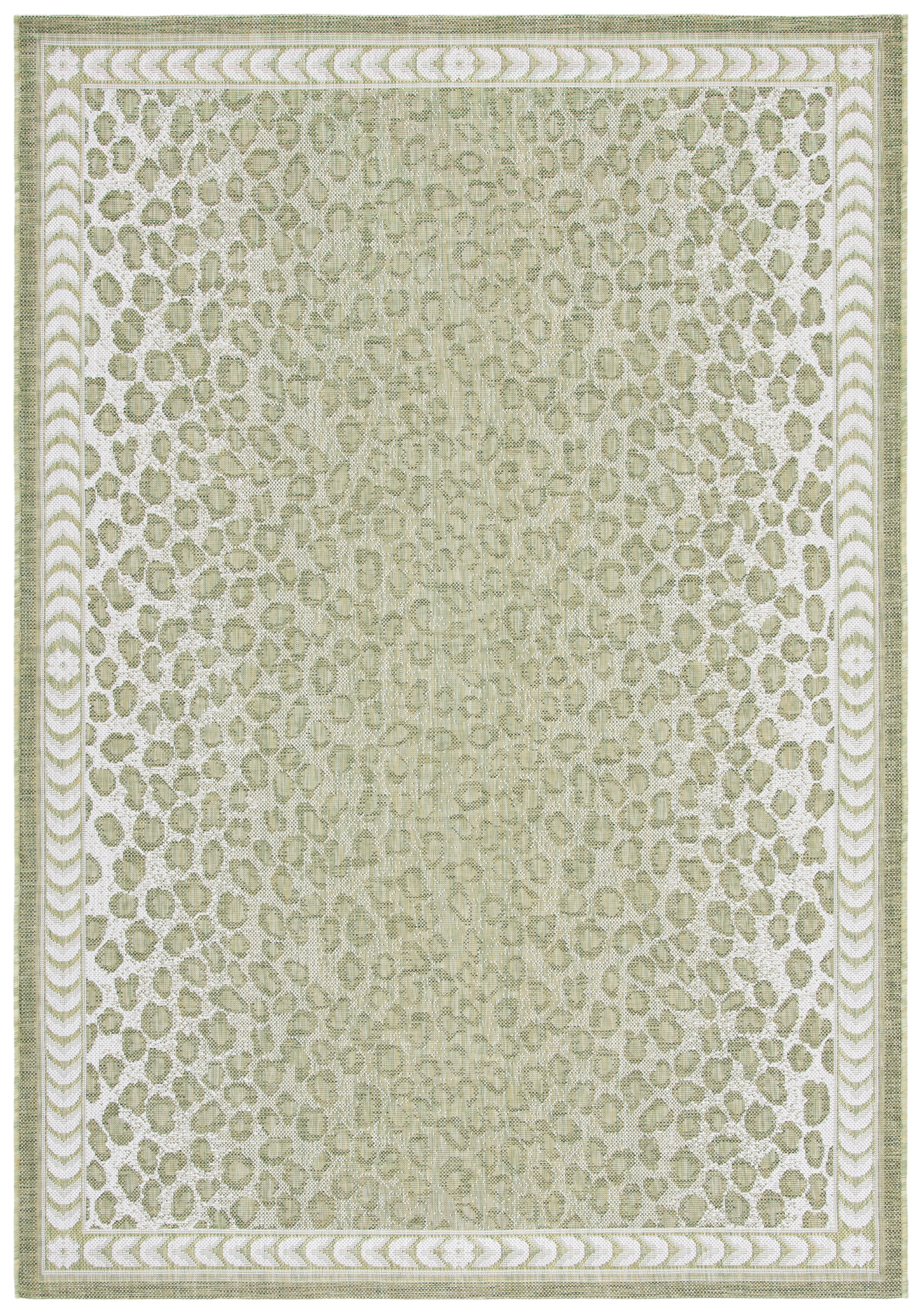 SAFAVIEH Courtyard Candace Spotted Indoor/Outdoor Area Rug, Light Green/Ivory, 8' x 10'