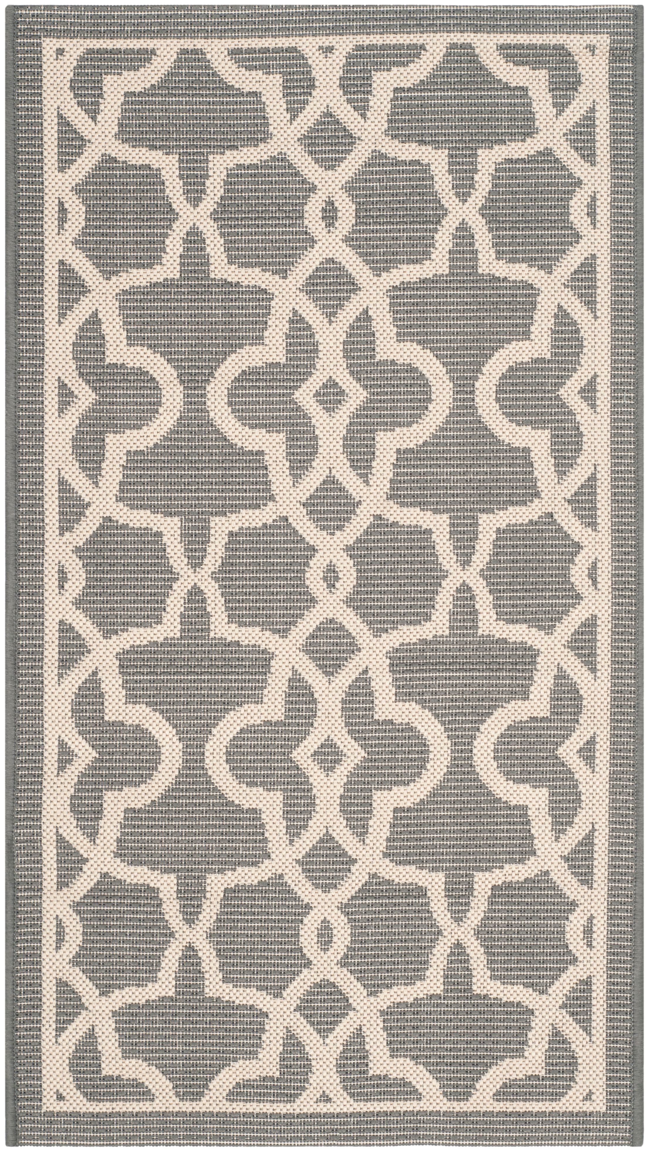 SAFAVIEH Courtyard Carlos Oriental Indoor/Outdoor Area Rug, Grey/Beige, 2'7" x 5'